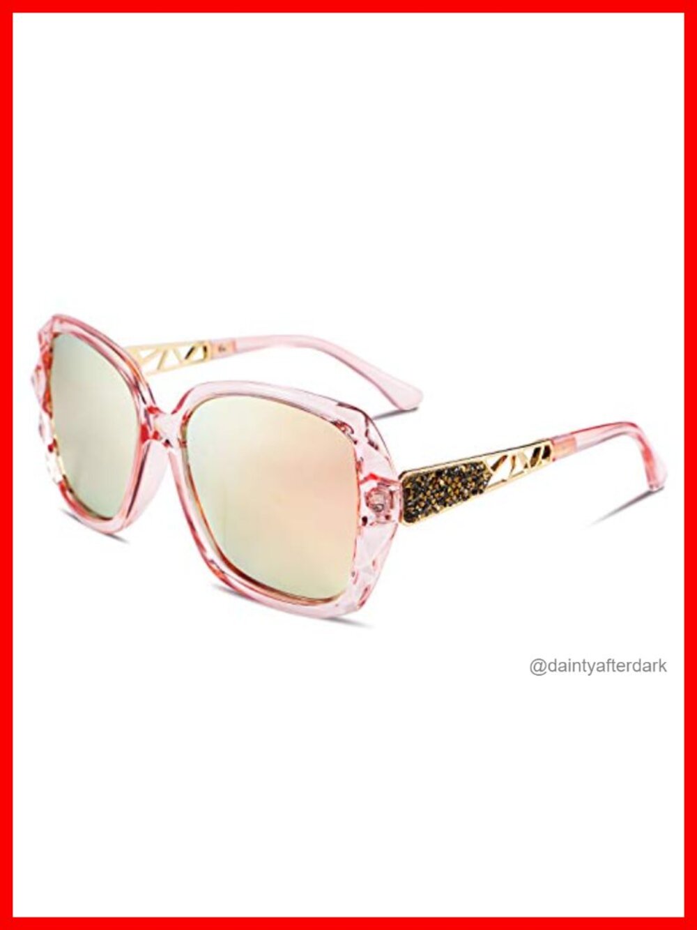 Oversized Square Polarized Sunglasses Sparkling Rhinestone Frame